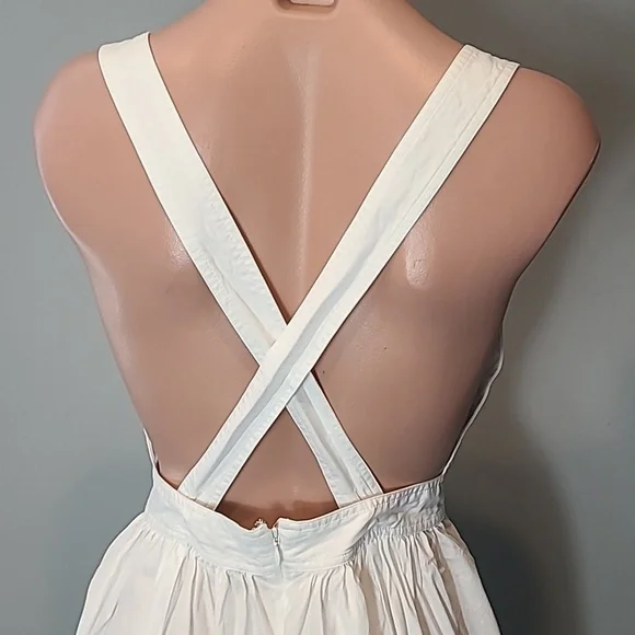 J.Crew Cotton poplin apron white dress convertible straps Size 6 Summer Preppy - Picture 7 of 10